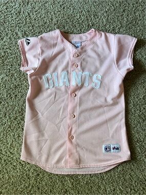 San Francisco Giants Vintage Majestic Pink Button Up Jersey Shirt Women’s M
